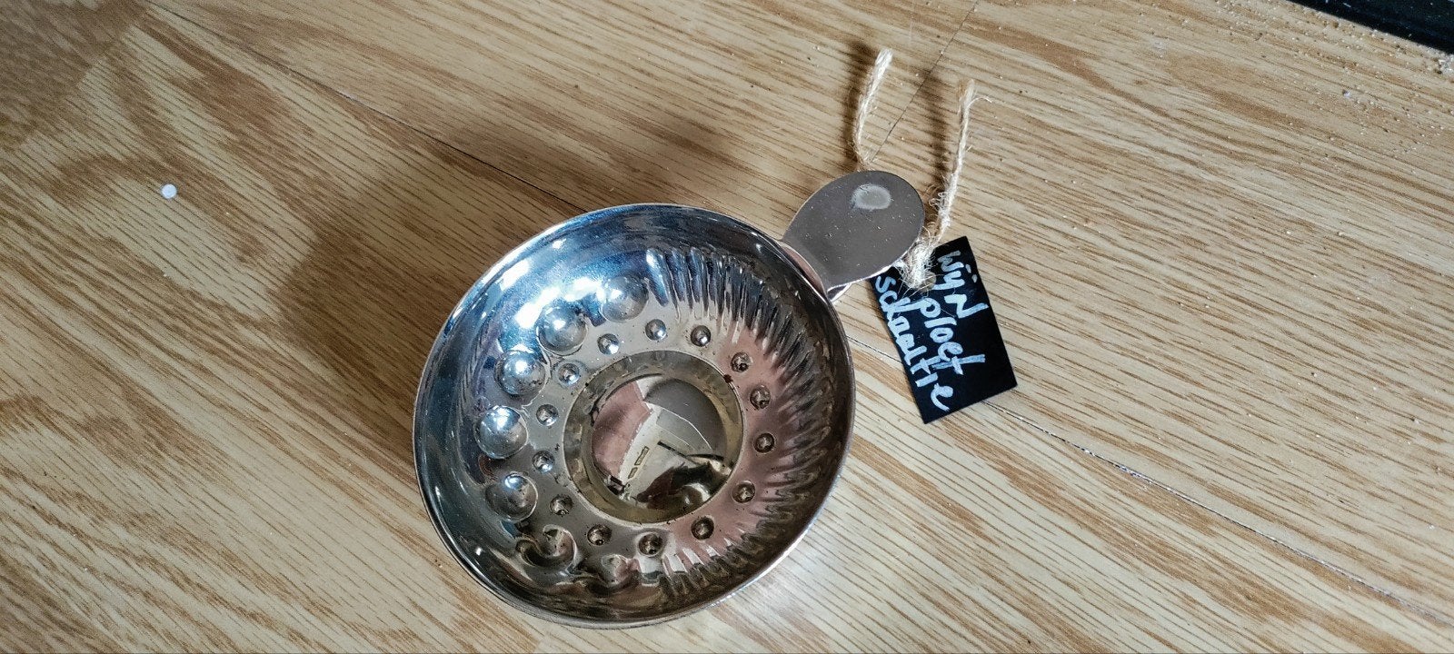 Verzilverd Wijnproef Schaaltje Tastevin - Antiek Design, Antiek en Kunst, Antiek | Goud en Zilver, Ophalen of Verzenden, Zilver