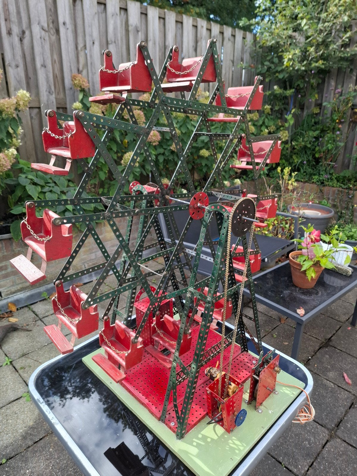 Groot Meccano Reuzenrad - Werkend met 2 motoren, Ophalen of Verzenden