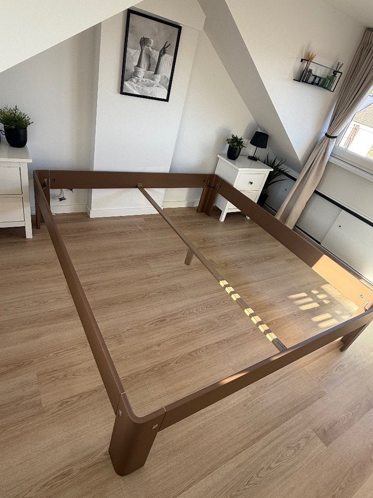 Auping Auronde  bed, Ophalen, Bruin, Tweepersoons, Zo goed als nieuw