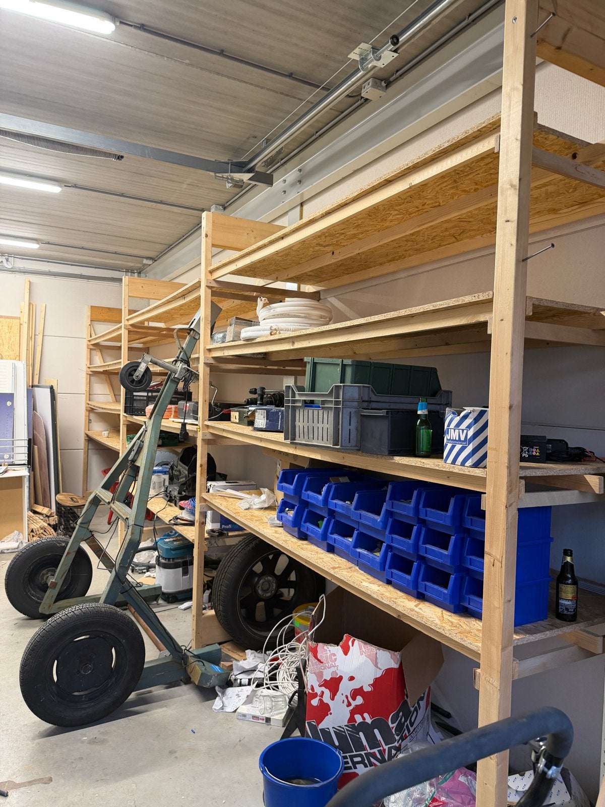 Houten stelling met platen en balken - snel ophalen!, Ophalen, Gebruikt, 50 mm of meer, Balk
