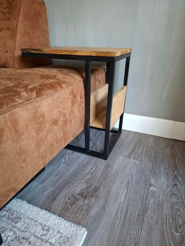 bank/bijzet tafeltje, Huis en Inrichting, Minder dan 55 cm, Zo goed als nieuw, Rechthoekig, Hout