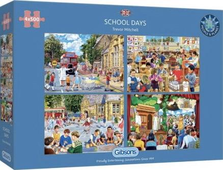 Gibsons - School Days - 4x500 stukjes, Hobby en Vrije tijd, Denksport en Puzzels, Ophalen of Verzenden, 500 t/m 1500 stukjes, Nieuw