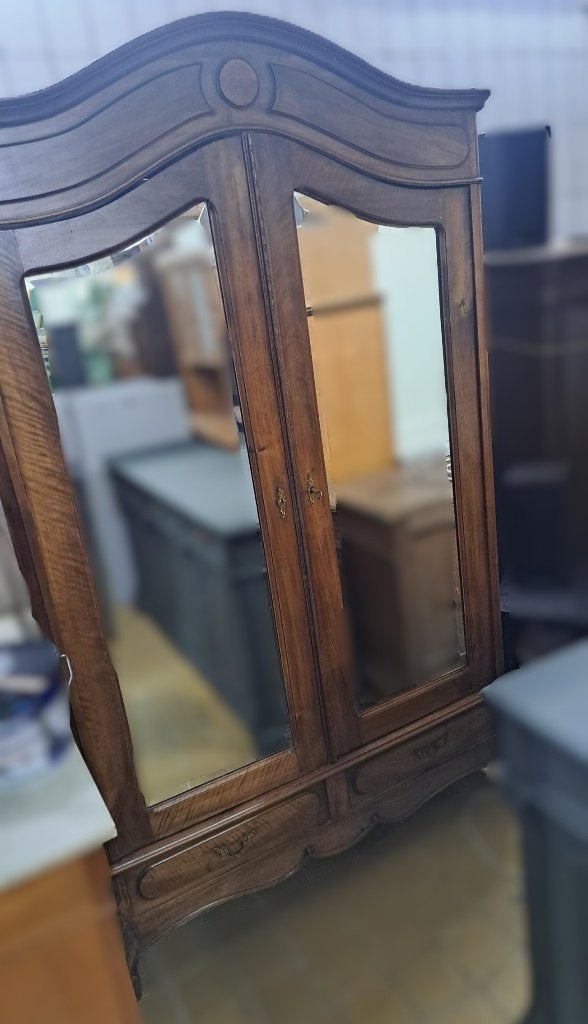 Prachtige authentieke sfeervolle spiegel kledingkast 1870, 100 tot 150 cm, Eikenhout, Zo goed als nieuw, 150 tot 200 cm