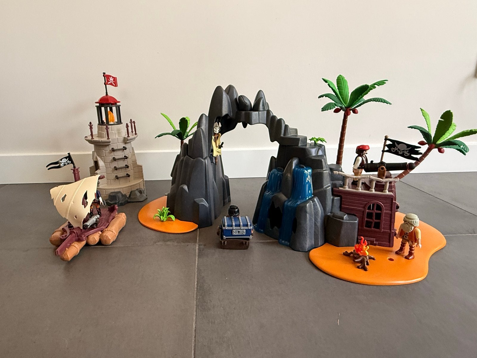 Playmobil Piraten Grot, Vuurtoren en Boot - Extra Set, Pirates, Gebruikt, Complete set, Ophalen of Verzenden