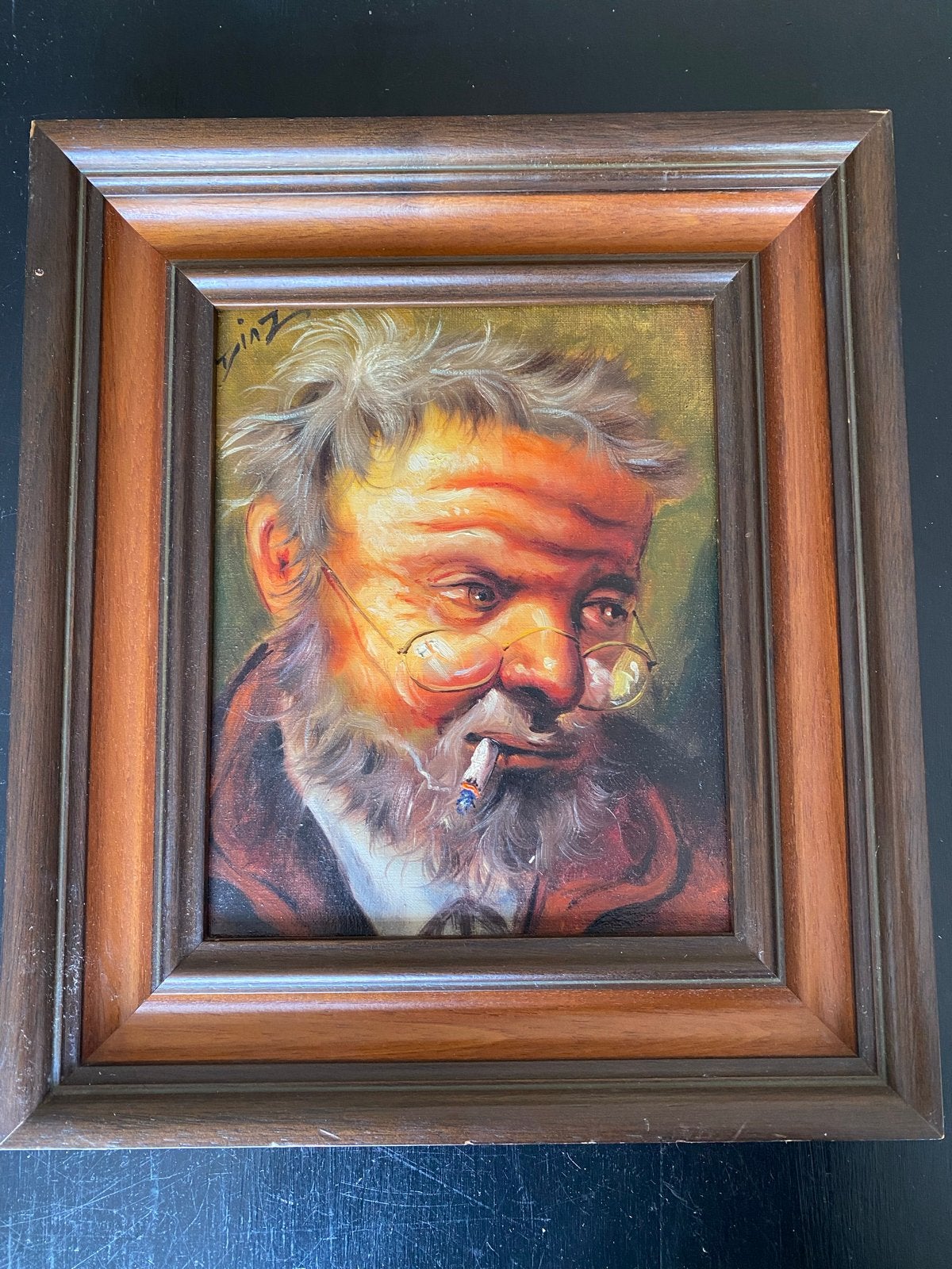 Olieverf Schilderij: Portret van een Rokende Man, Ophalen, Doek, Portret of Personen, Realistisch