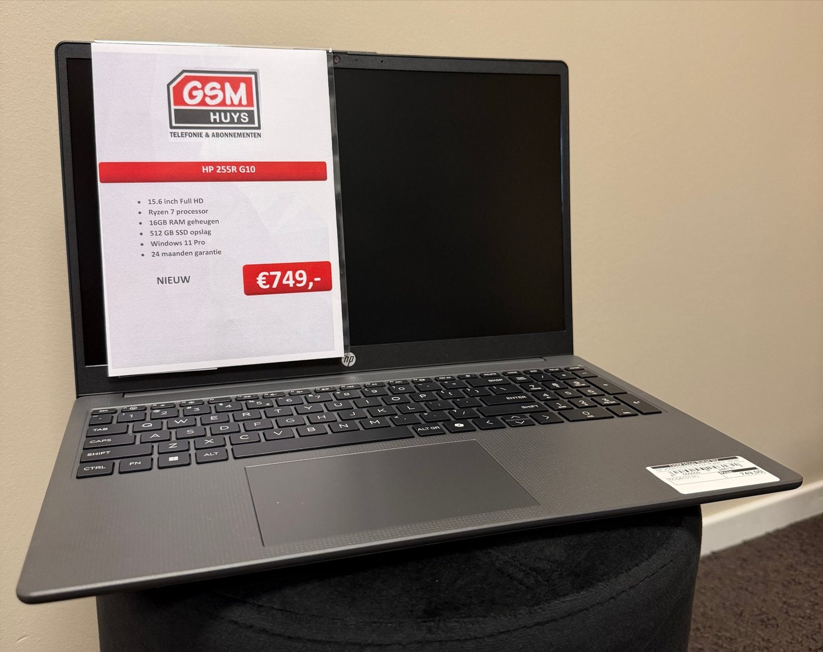 HP 255R G10 15.6 inch Ryzen 7 16GB RAM 512SSD Windows 11 Pro, Ophalen, Nieuw, 16 GB, Winkel@gsmhuys.nl