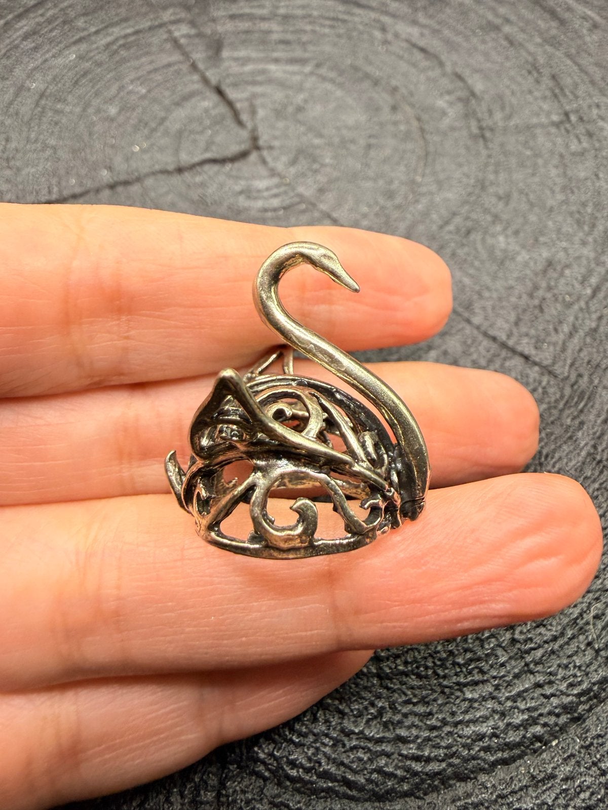 Zeer gedetailleerde ajour zwaan van 800 zilver, Antiek en Kunst, Antiek | Goud en Zilver, Verzenden, Zilver