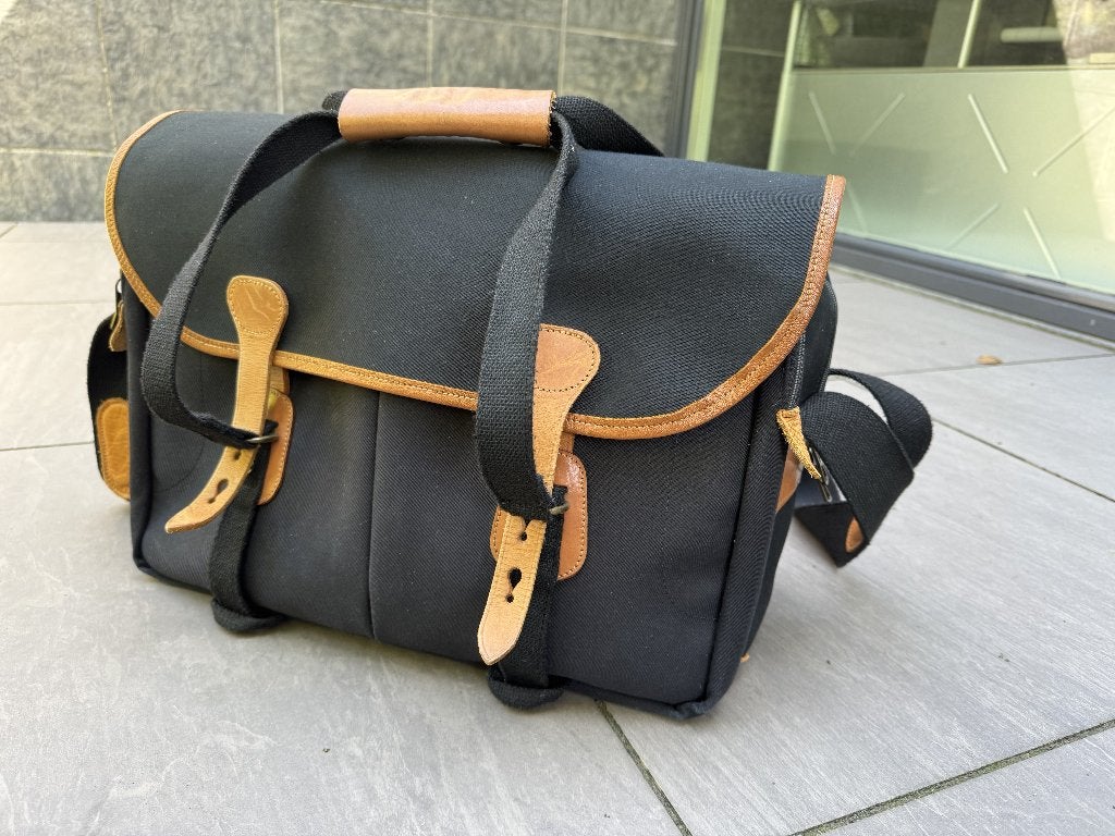 BILLINGHAM 445 MKII – BLACK/TAN CANVAS FOTOTAS, Overige merken, Gebruikt, Zijvakken, Ophalen of Verzenden