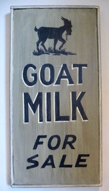Handgeschilderd reclame bord Goat Milk/geiten melk/boerderij, Reclamebord, Ophalen of Verzenden, Zo goed als nieuw, B6