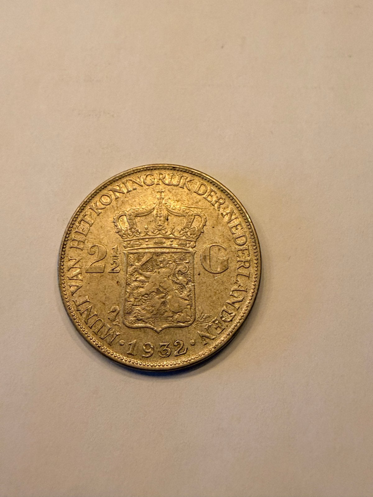 Zilveren 2 1/2 Gulden Koningin Wilhelmina 1932, Ophalen, Zilver, Koningin Wilhelmina, Losse munt