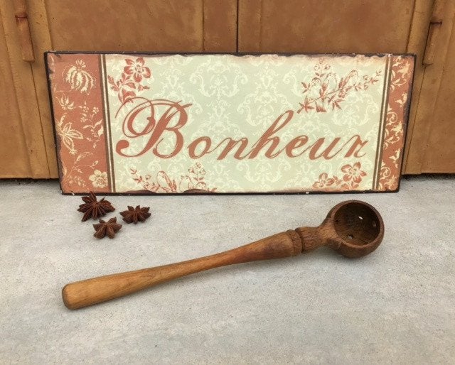 Metalen wanddecoratie bord Bonheur, 39 cm, Metaal, Gebruikt, 15 cm