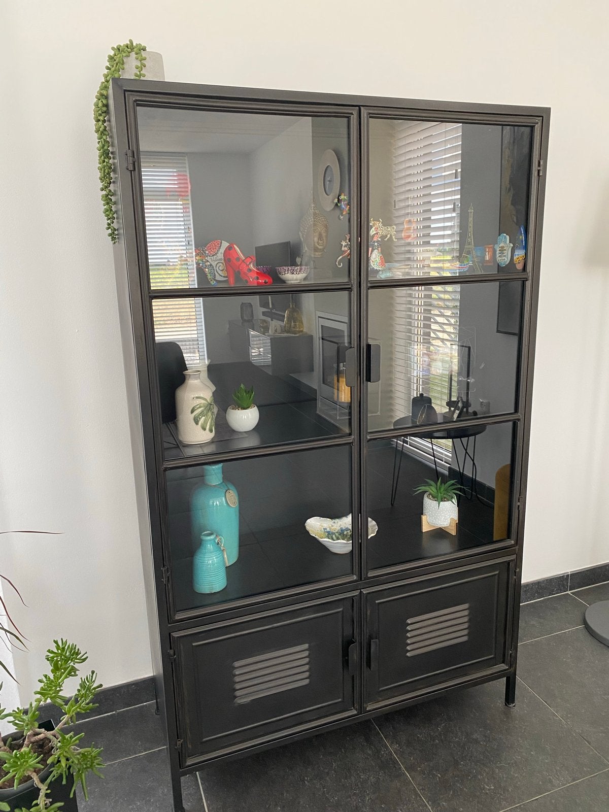 Metalen kast H 163 cm B 100 cm D 40 cm, Huis en Inrichting, Kasten | Vitrinekasten, Ophalen, Gebruikt, 50 tot 100 cm, Metaal