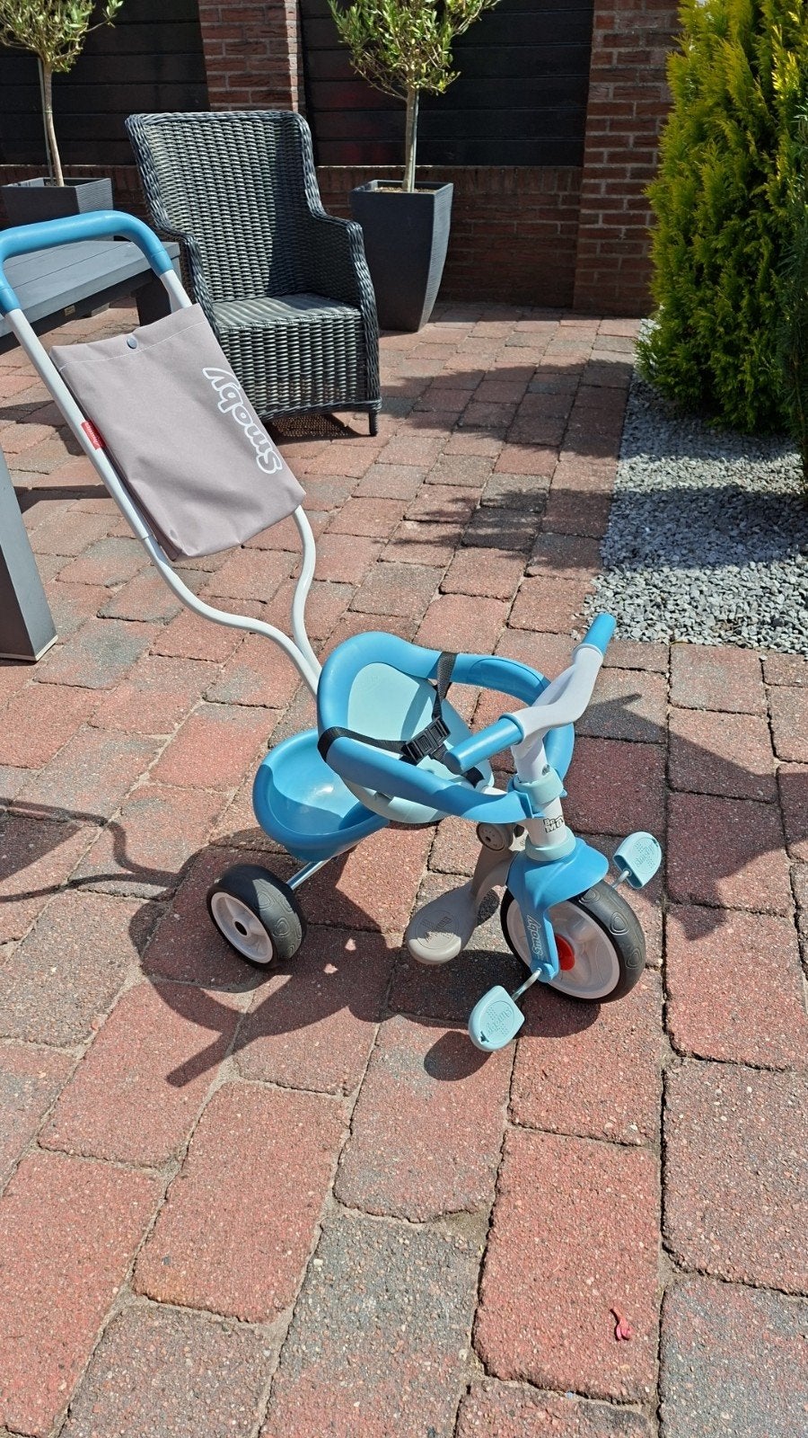 Smoby driewieler met duwstang., Ophalen, Duwstang