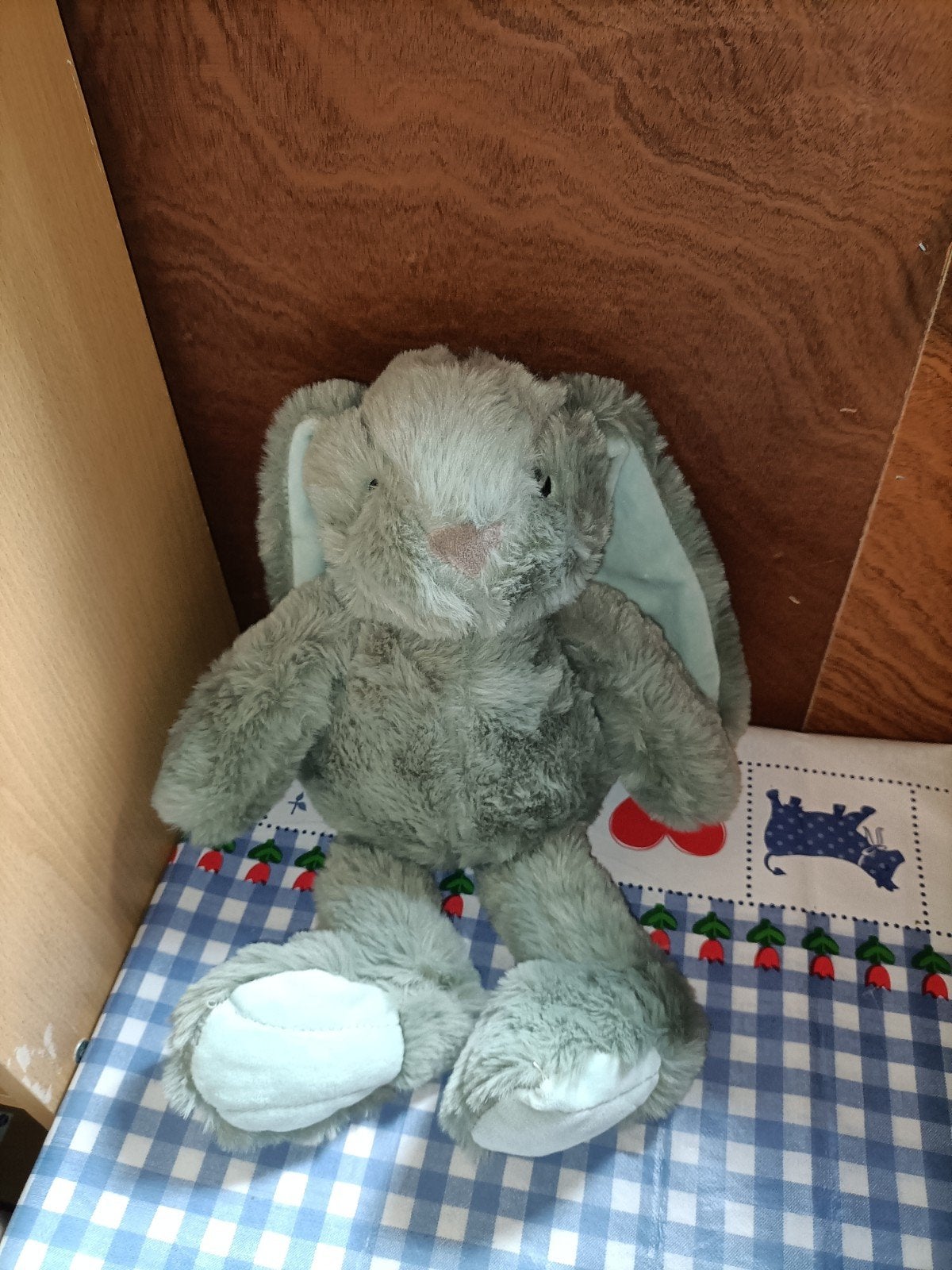 Action lief zacht konijn knuffel groen 38 cm groot, Ophalen of Verzenden, Zo goed als nieuw, Konijn