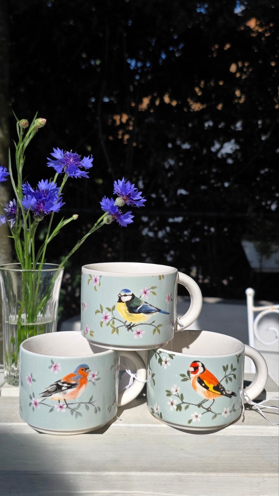 Sass & Belle kopjes met vogeltjes, Overige merken, Keramiek, Landelijk/Boerenbont, Onbekend