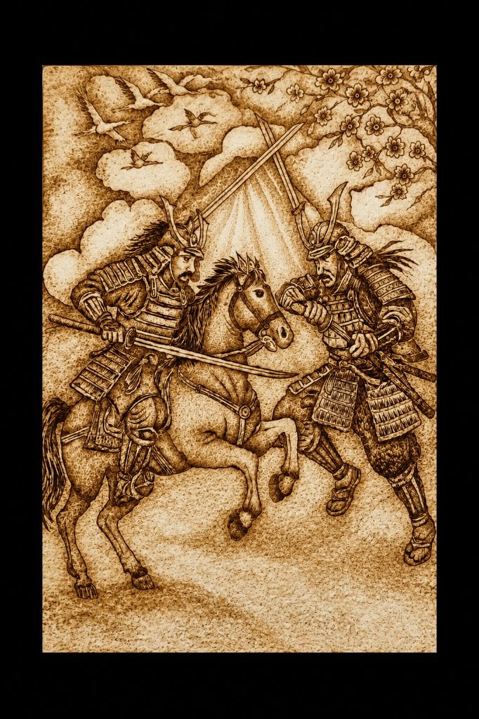 Samoerai Gevecht, Paneel, Portret of Personen, Ophalen of Verzenden, Tekening
