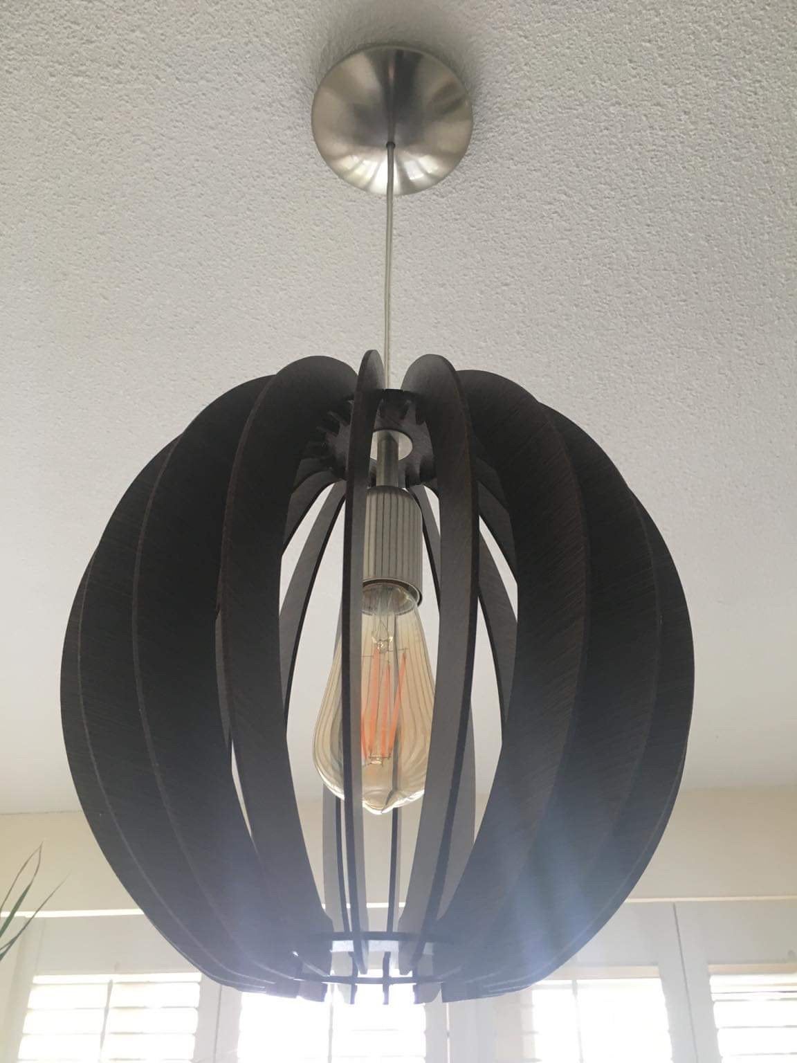 Mooie grote Houten bol hang lamp Eclo Cossano zgan, Overige fittingen, Ophalen of Verzenden, Hout, Sfeer