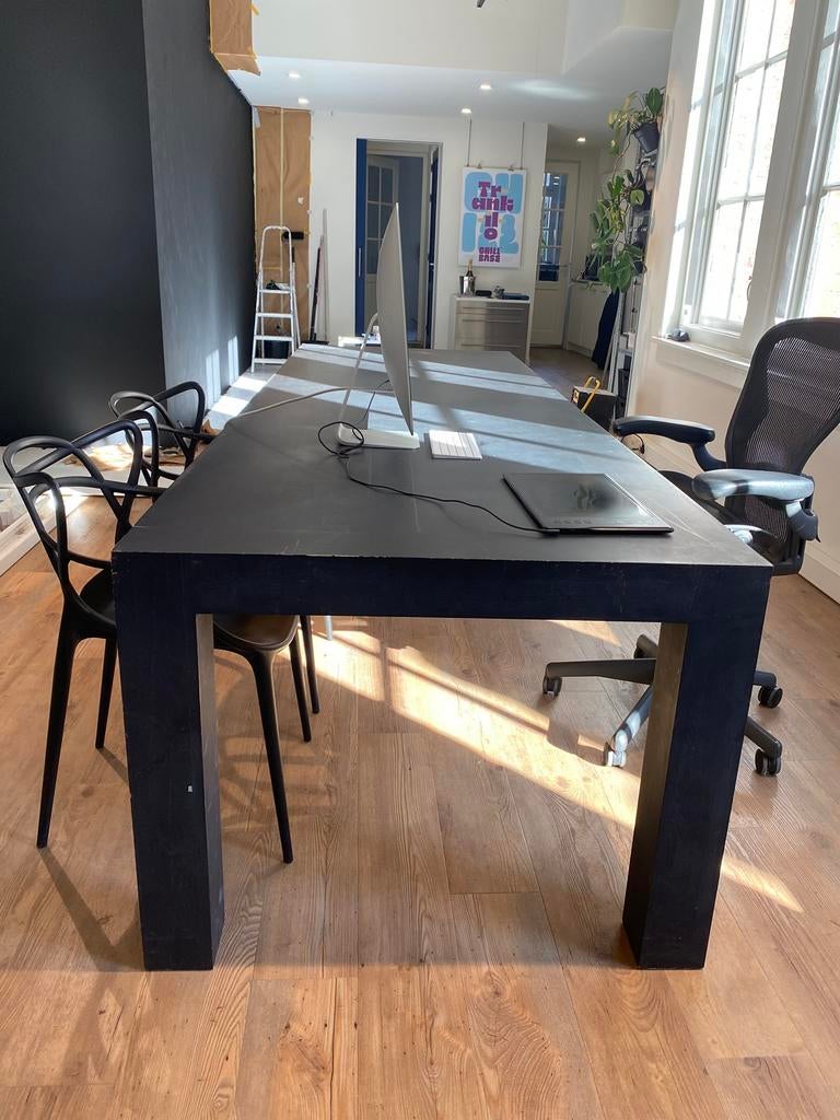 GRATIS zwarte houten tafel 300 x 100 x 75, Ophalen, 200 cm of meer, 50 tot 100 cm, Zo goed als nieuw