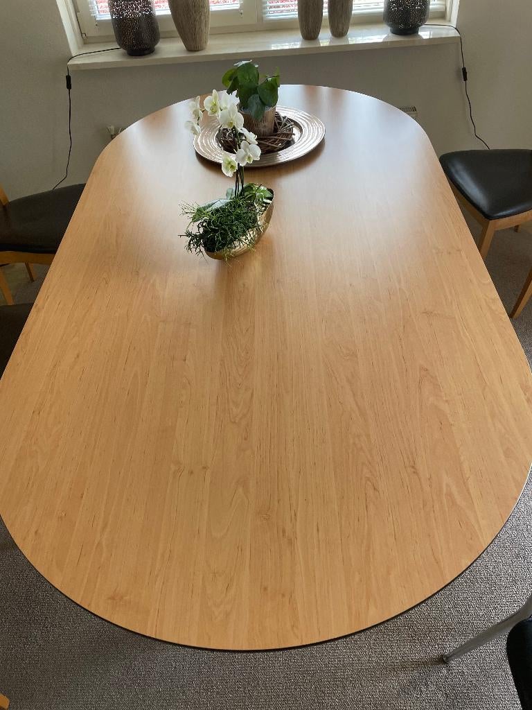 Zeer mooie eettafel in hoogte verstelbaar 220x120cm, Ophalen, 50 tot 100 cm, Zo goed als nieuw, Vijf personen of meer