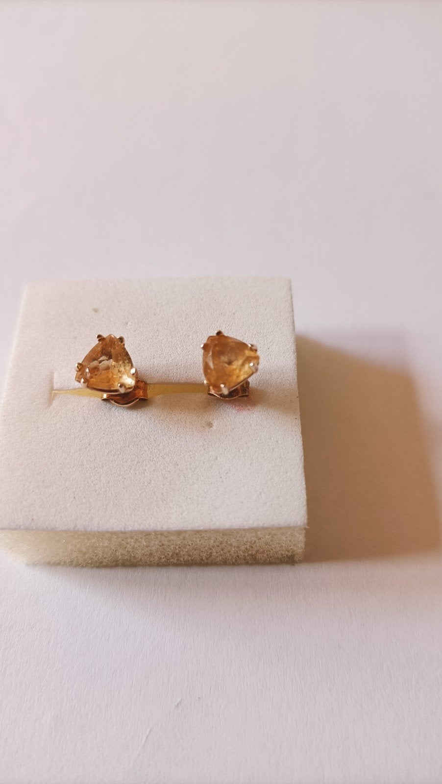 Gouden oorstekers met Citrien, 14 krt, Sieraden, Tassen en Uiterlijk, Antieke sieraden, Verzenden, Goud, Oorbellen, Met edelsteen