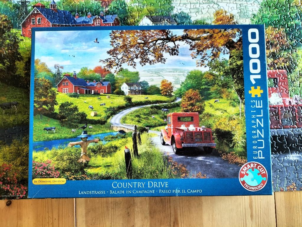 Eurographics legpuzzel  Country Drive i.z.g.s.  ( 1000 st ), Hobby en Vrije tijd, Ophalen, 500 t/m 1500 stukjes, Zo goed als nieuw
