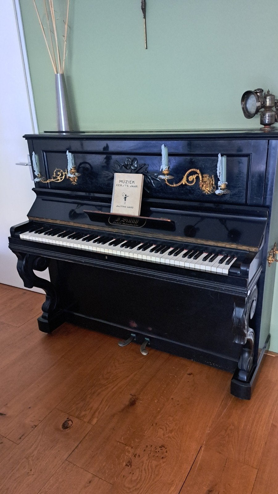 Antieke Zwarte Piano - Staub Paris, Ophalen, Gebruikt, Zwart