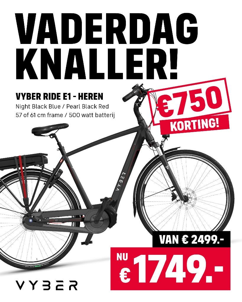 Vaderdag ACTIE! VYBER E 1 - E-BIKE, Versnellingen, Nieuw, 57 tot 61 cm, Schijfrem