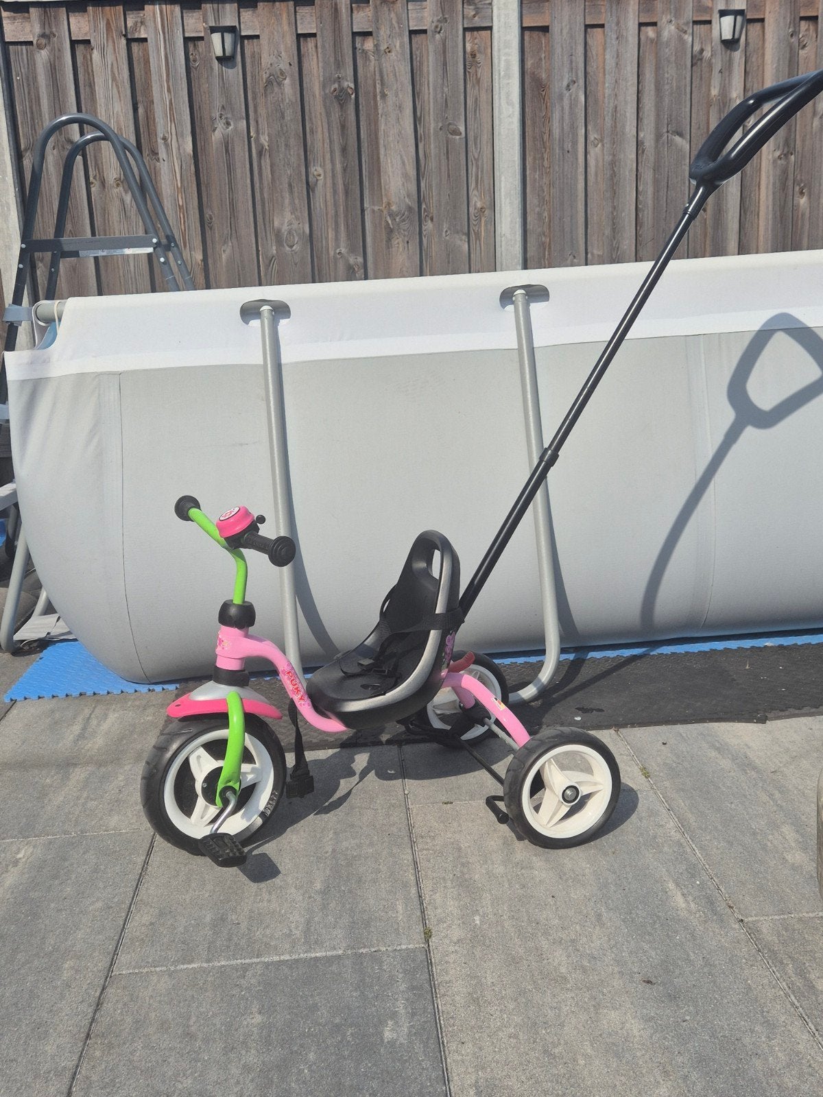 Puky driewieler roze/groen met duwstang, Kinderen en Baby's, Speelgoed | Buiten | Voertuigen en Loopfietsen, Ophalen, Zo goed als nieuw