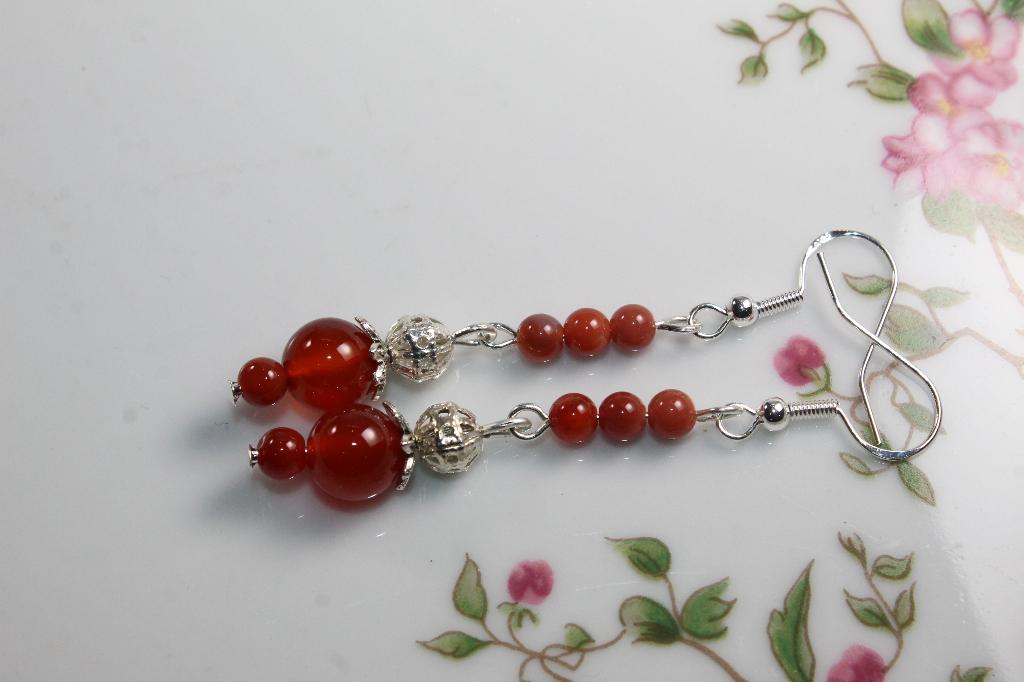 Carneool oorbellen - Rode edelsteen sieraden, Hangers, Nieuw, Ophalen of Verzenden, Met edelsteen