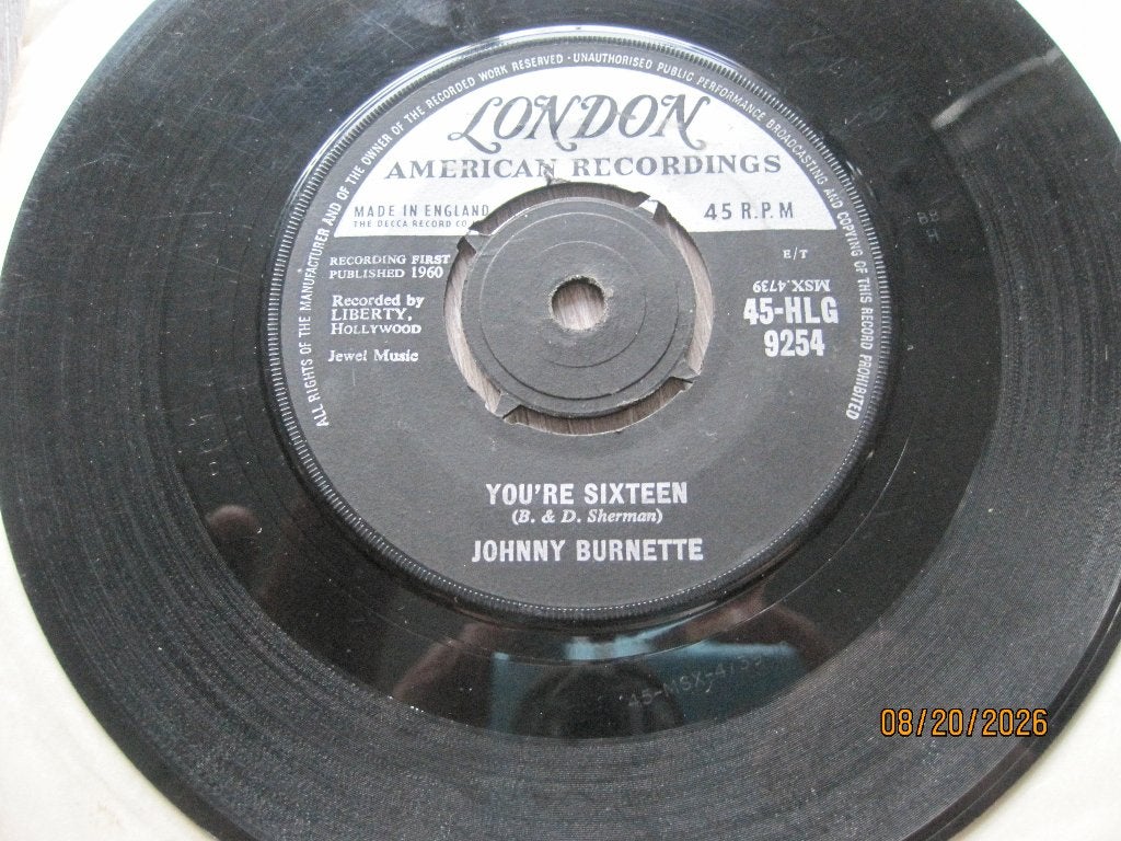 Johnny Burnette   -   You're Sixteen, 7 inch, Ophalen of Verzenden, Zo goed als nieuw, Overige typen