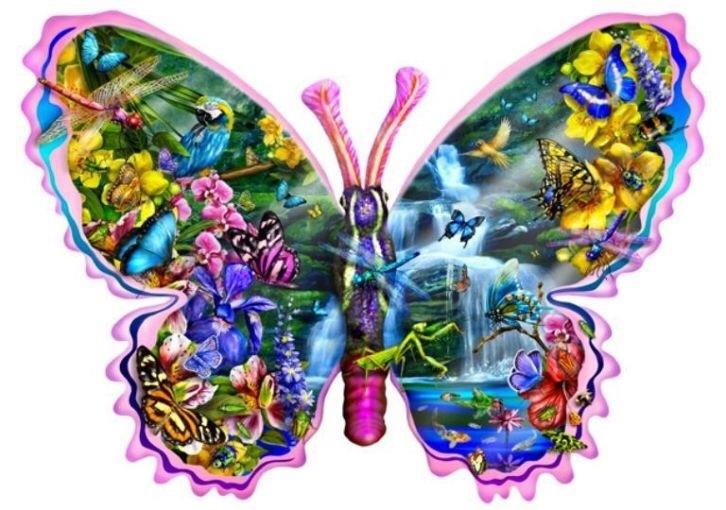 SunsOut - Butterfly Waterfall - 1000 stukjes  Panorama, Ophalen of Verzenden, 500 t/m 1500 stukjes, Nieuw, Legpuzzel