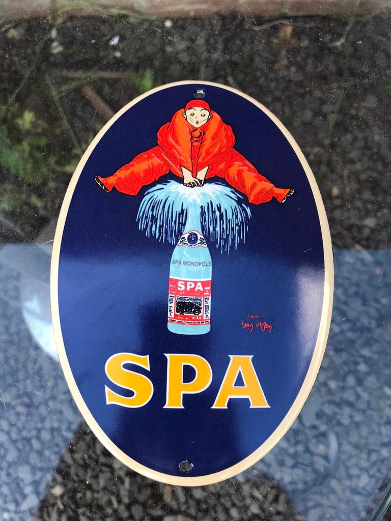 SPA Bronnen emaille bordje, Ophalen of Verzenden, Gebruikt, Reclamebord