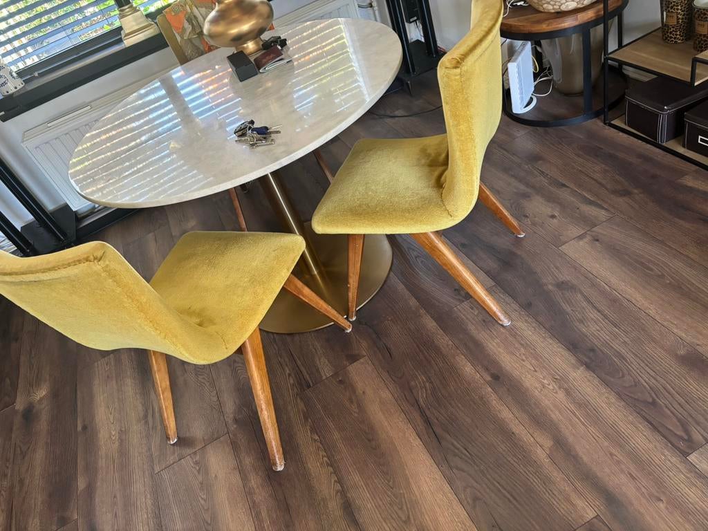 Set van 3 stoelen Model Swing van CJ van Os Culemborg, Huis en Inrichting, Stoelen, Ophalen, Zo goed als nieuw, Stof