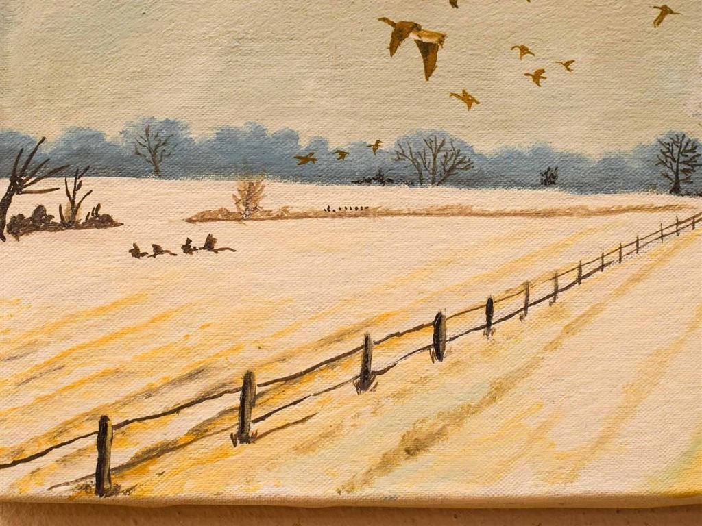 Schilderij van een winterlandschap 53928, Ophalen of Verzenden, Gebruikt, Minder dan 50 cm, Schilderij