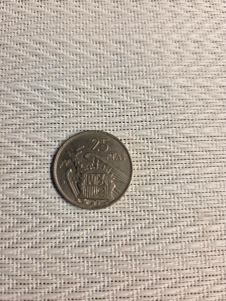 Zeldzame Spaanse 25 Pesetas munt uit 1957, Ophalen of Verzenden, Overige landen, Losse munt