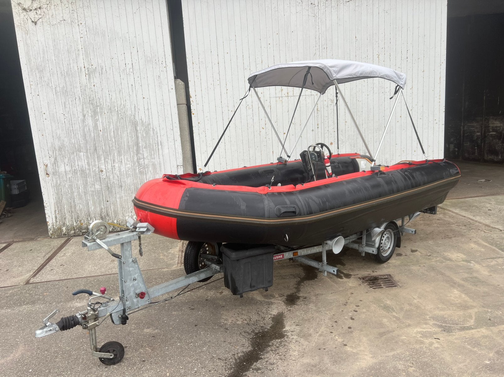 Vortex 470HD rubberboot met stuurinrichting trailer zonnekap, Watersport en Boten, Ophalen, Aluminium, Zo goed als nieuw, Benzine