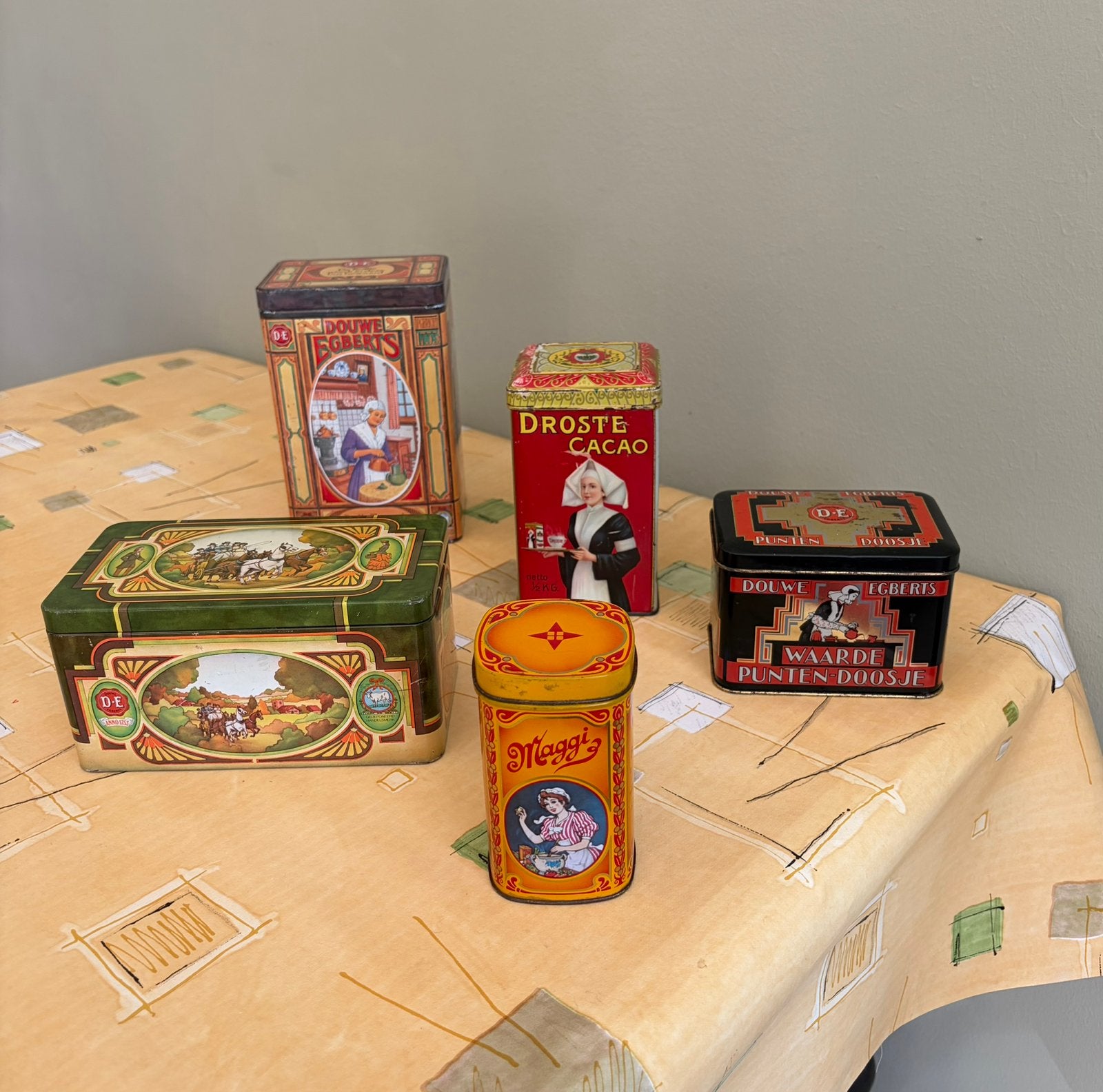 Blikken, 5 stuks van Douwe Egberts, Droste en Maggi., Ophalen of Verzenden, Gebruikt, Overige, Douwe Egberts