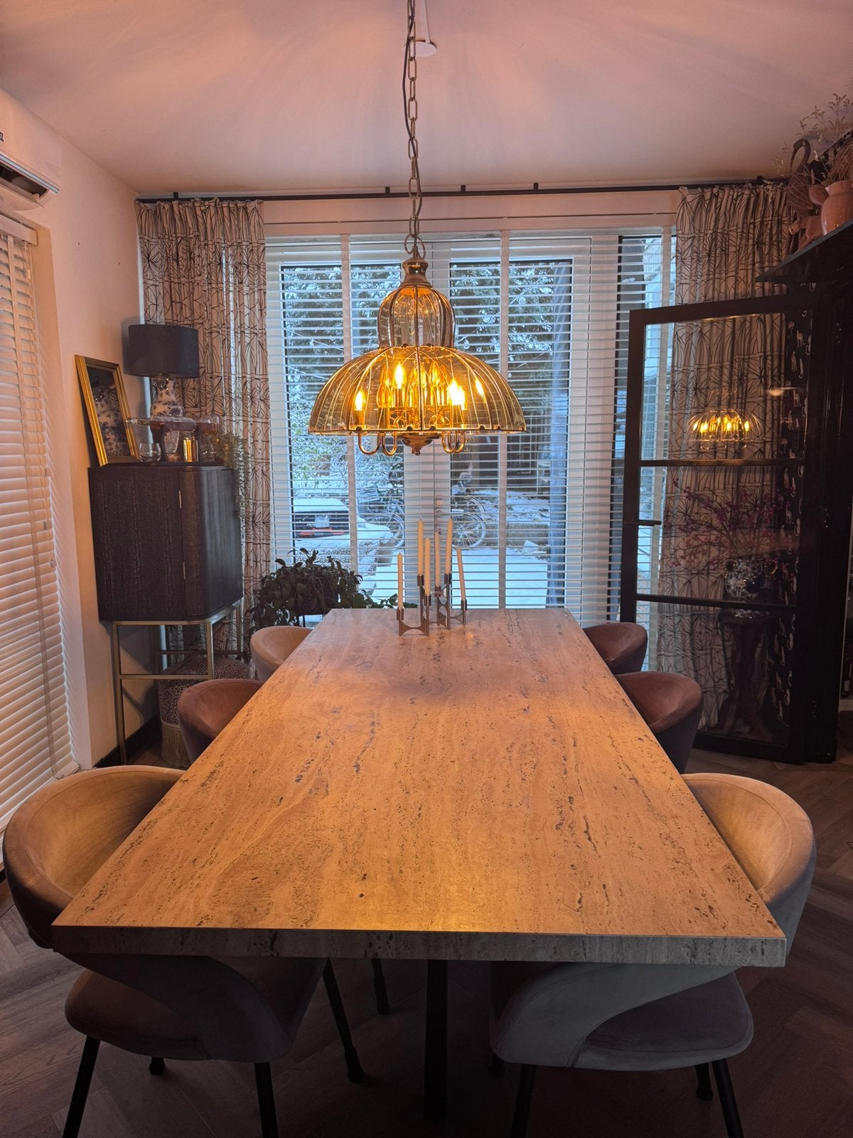 Richmond Avalon tafel travertin 230x100cm, Huis en Inrichting, Ophalen, Rechthoekig, 200 cm of meer, 50 tot 100 cm