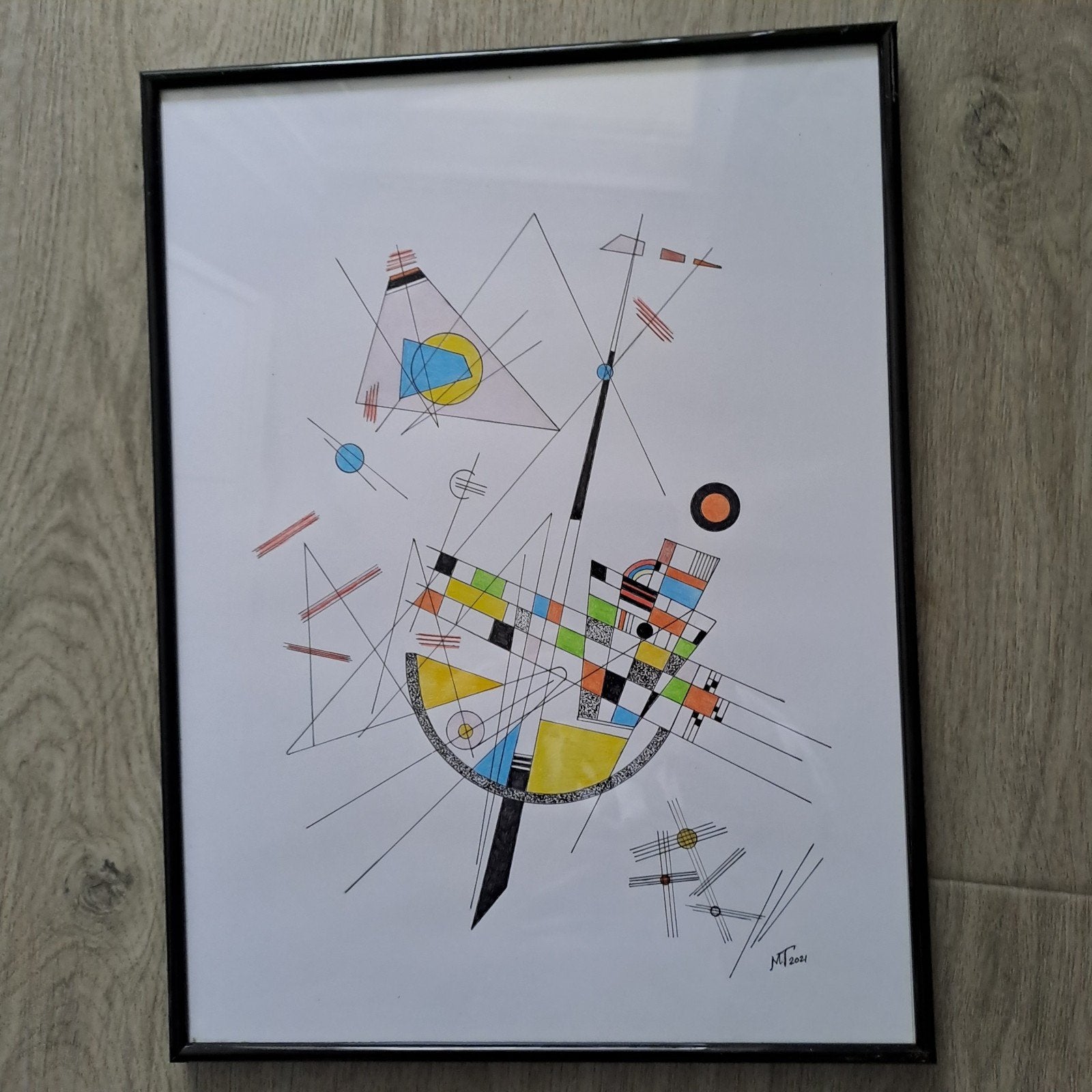 Zelfgemaakte tekening gekleurd abstract, Ophalen, Minder dan 50 cm, Zo goed als nieuw, 5 – 50