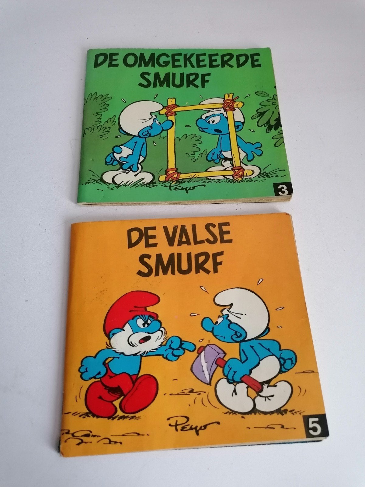 Smurfen Miniboekjes: De Omgekeerde Smurf & De Valse Smurf, Meerdere stripboeken, Ophalen of Verzenden, Gelezen, Peyo