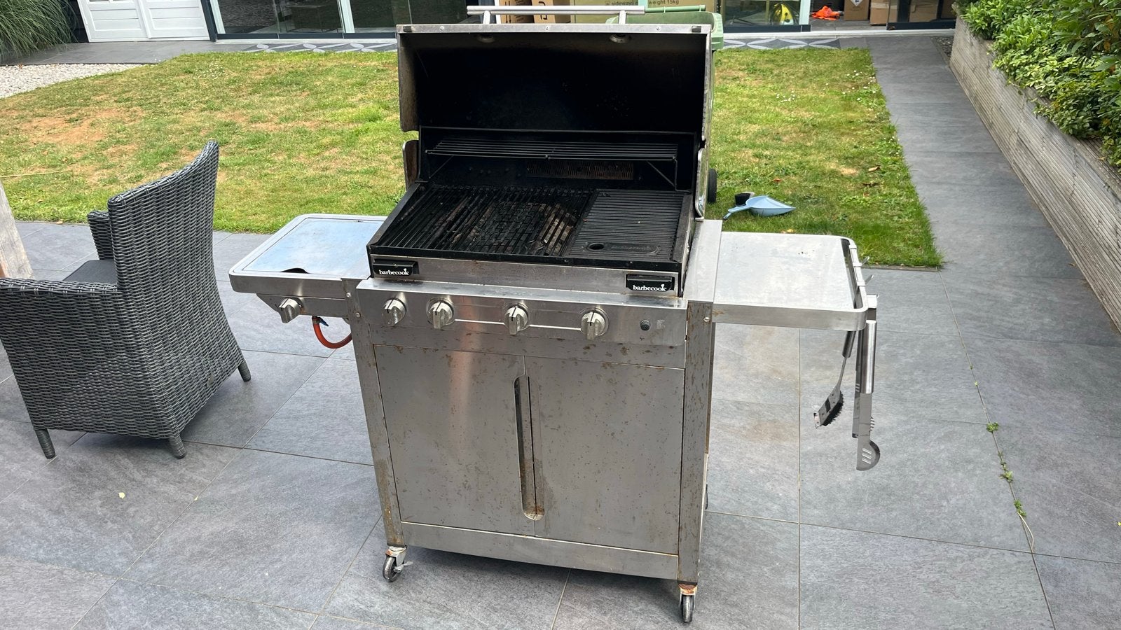 Barbecook gasbarbecue met grillplaat en zijbrander, Ophalen of Verzenden, Gebruikt