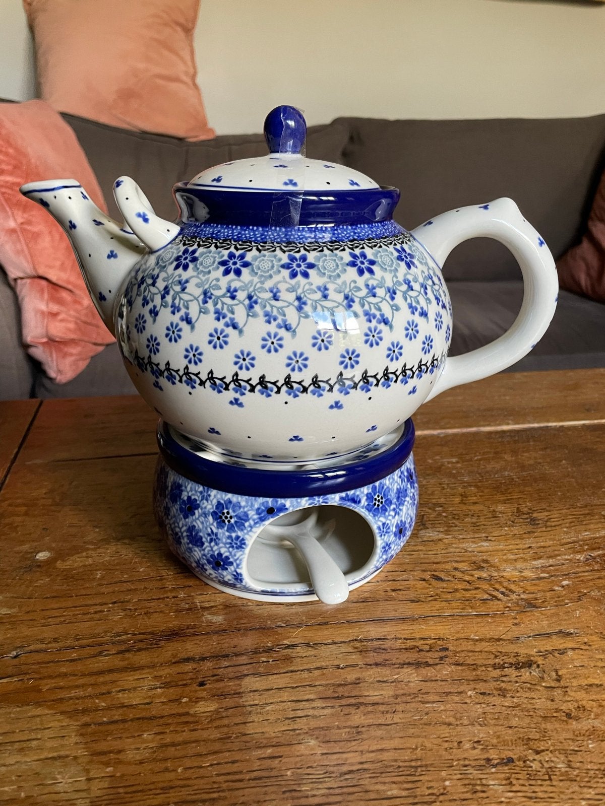 Bunzlau Castle Theepot Belle Fleur 2L met Stoof Dragonfly, Theepot/fluitketel, Blauw, Nieuw, Ophalen of Verzenden