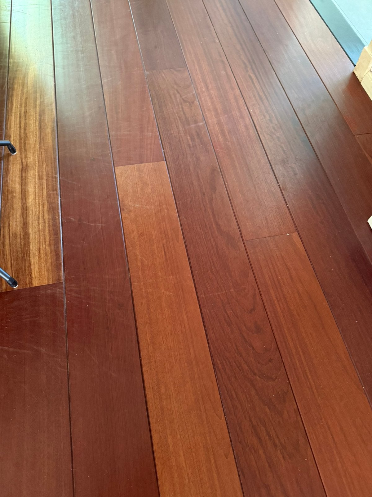 Massieve jatoba houten vloer (ca.50m2) buitenkansje!, Ophalen, Gebruikt, Vloerdelen of -planken, 10 m² of meer