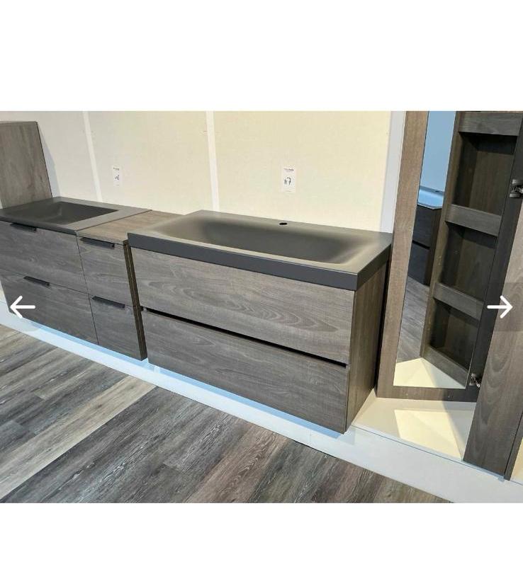 DYSIGN / Bette wastafelmeubel 100 cm – antraciet / houtlook, Ophalen, Nieuw, 50 tot 100 cm, Minder dan 100 cm