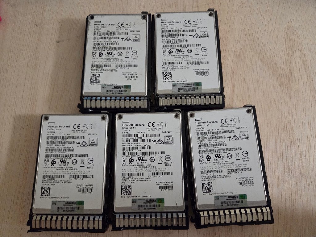 HPE 1.6TB SAS SSD's (5x) - 100%, Computers en Software, Intern, SAS, -, SSD