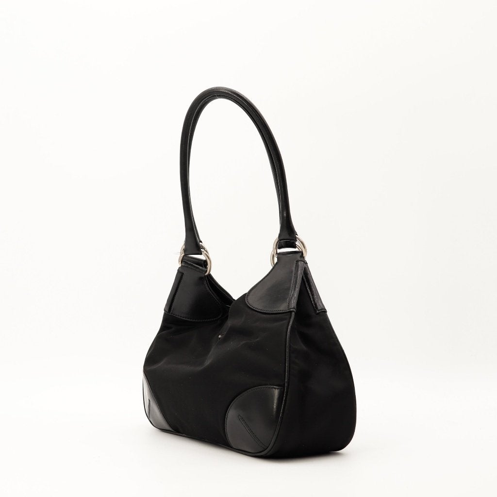 Prada in zwart nylon hobotas, Verzenden, Gebruikt, Zwart, Overige typen