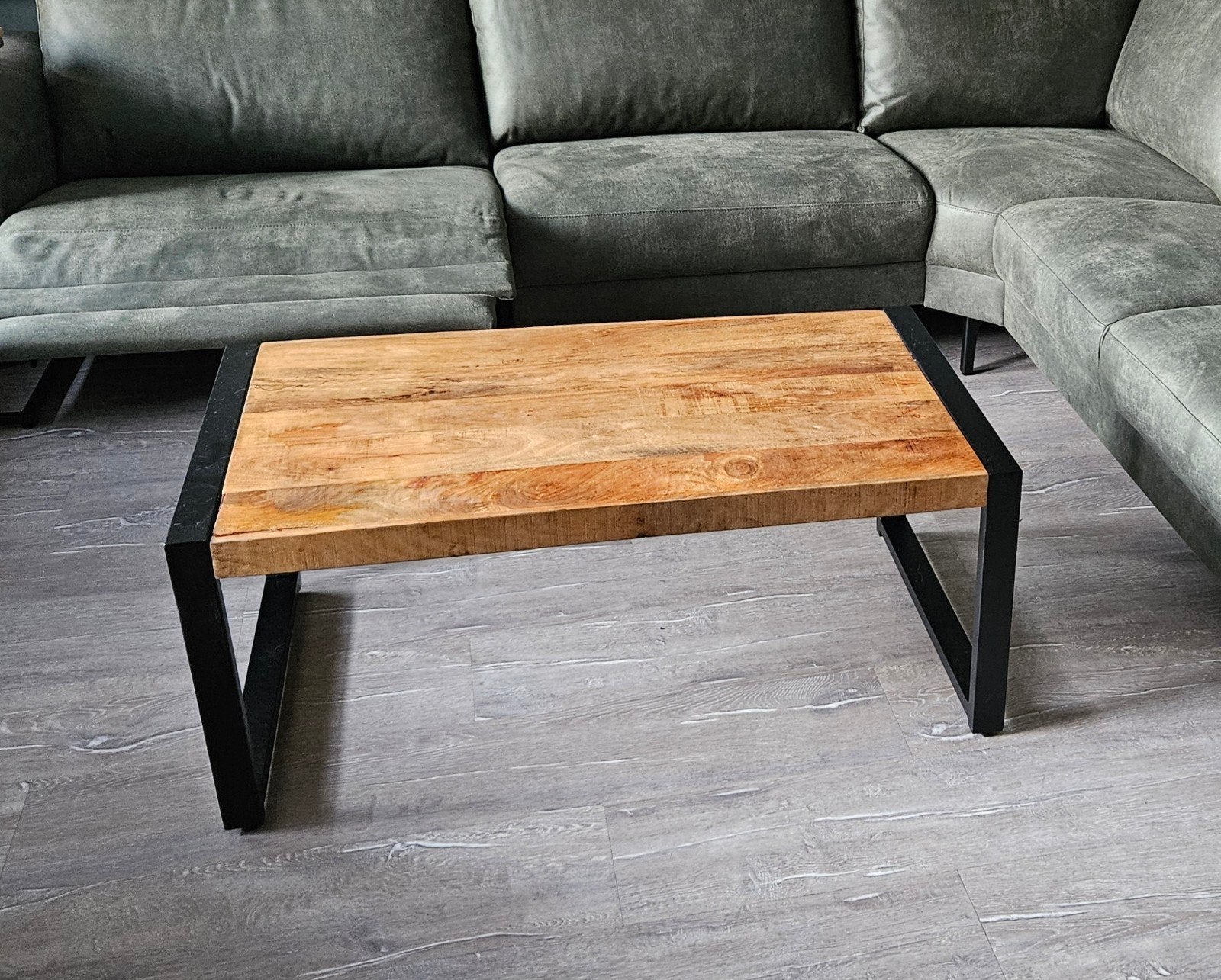 Salontafel massief mangohout, Gebruikt, 100 tot 150 cm, 50 tot 100 cm, Rechthoekig