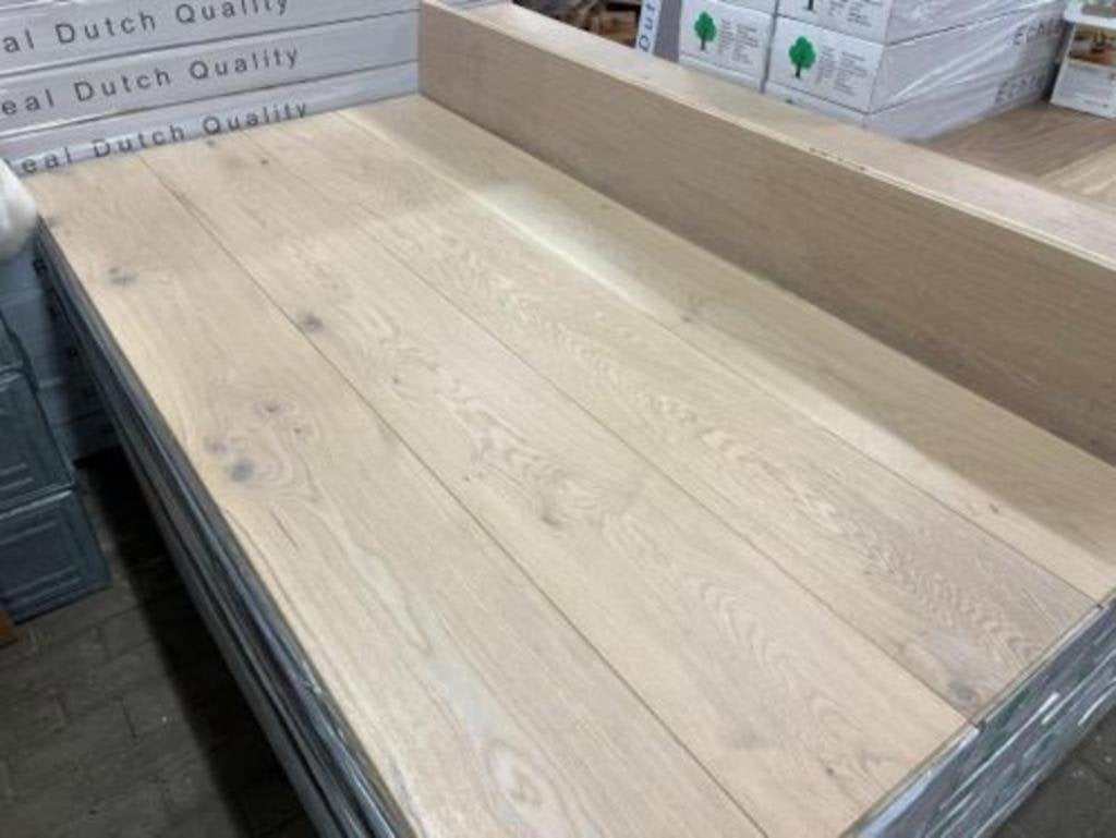 Eiken duoplank vloer wit geolied 19mm dik en 235mm, Parket, 75 m² of meer, Wit, Nieuw