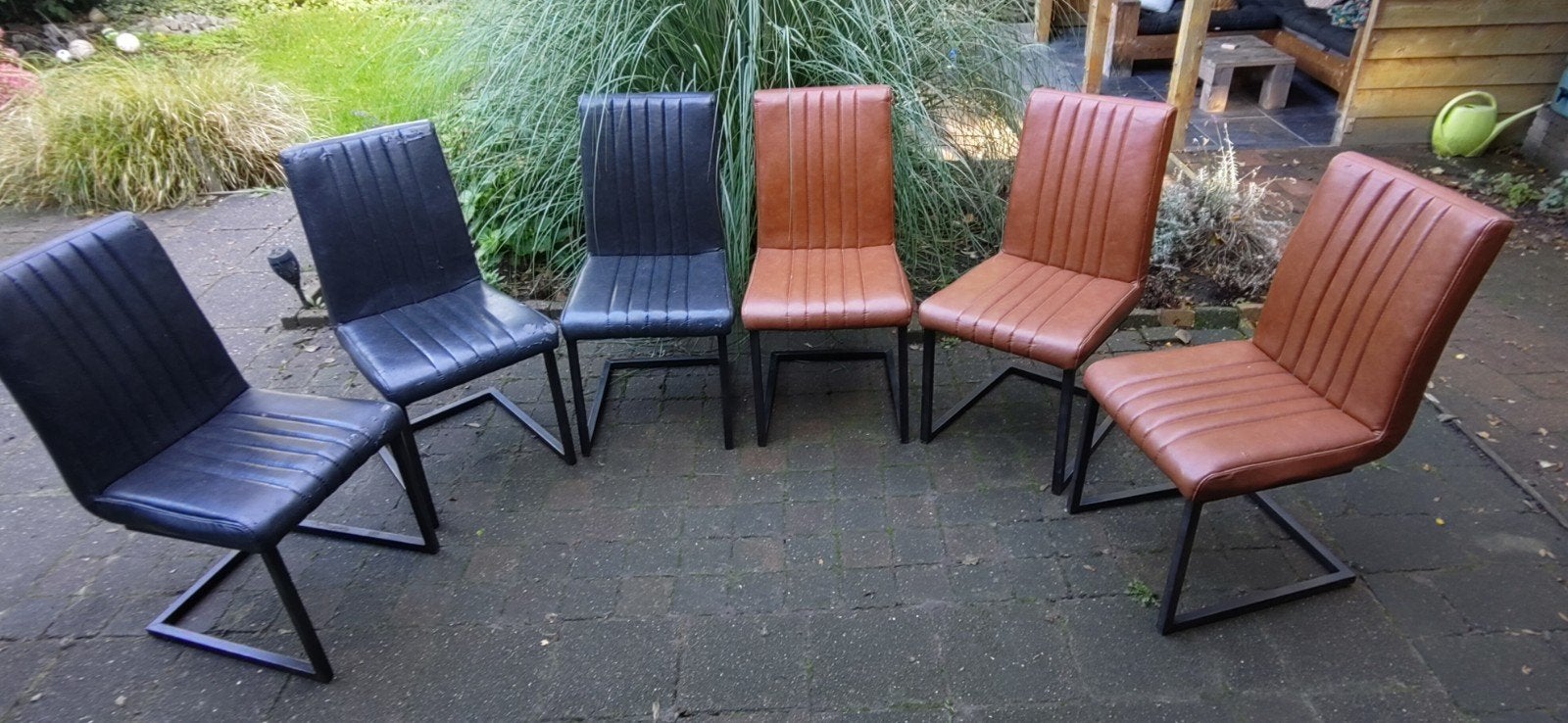 6 eettafelstoelen, bruin en antraciet, Ophalen, Gebruikt, Bruin, Vijf, Zes of meer stoelen
