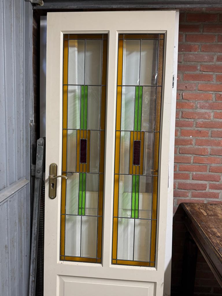 Twee binnendeuren: glas in lood en glas, diverse maten, Deurkozijn, Zo goed als nieuw, Hout, Ophalen